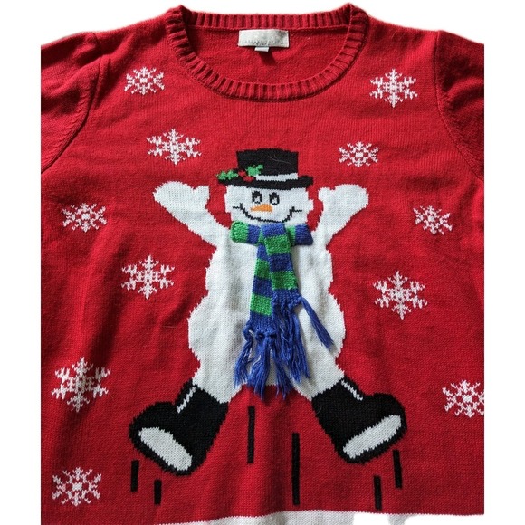 New Year's Christmas Red Sweater 21" Pit Pit Free Shipping Size L Nice Quality - Picture 1 of 4
